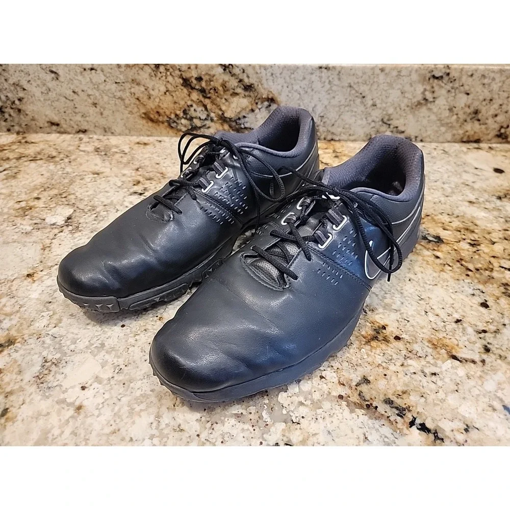Nike Air Rival III 628533-001 Black Leather Golf Soft Cleats Shoes Mens 13